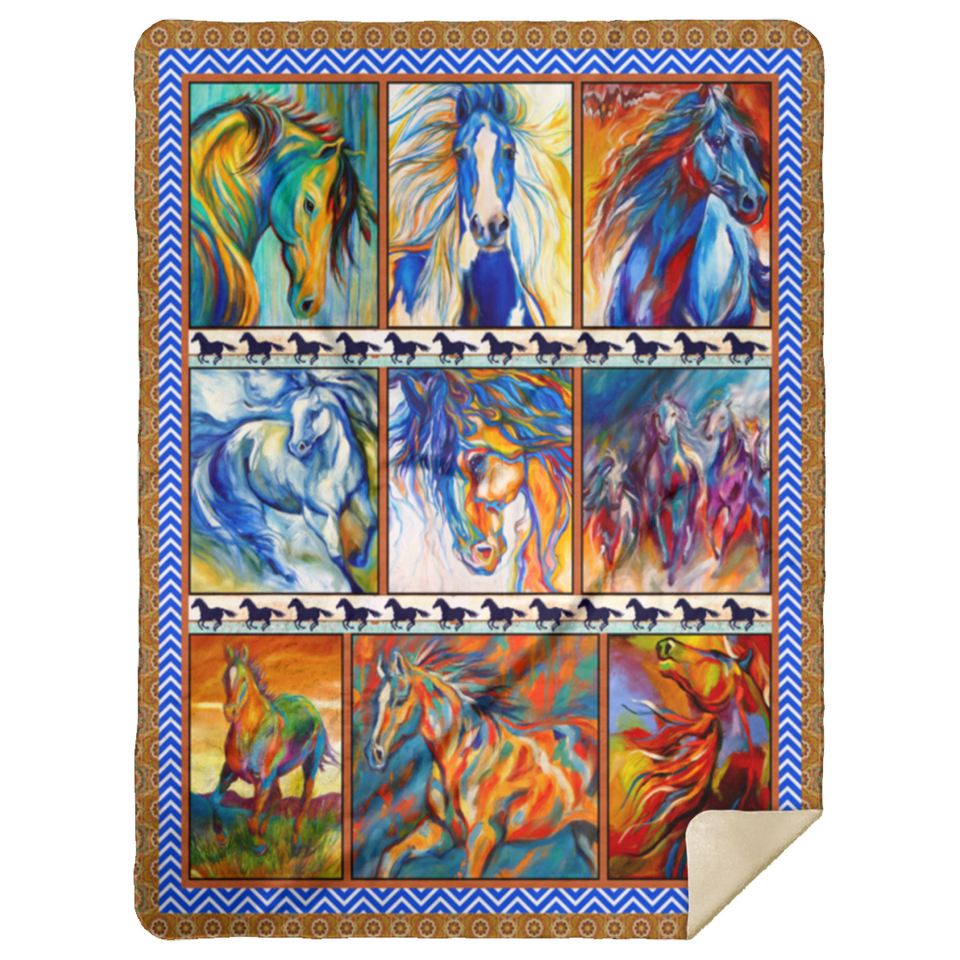 Horse Abstract Art Blanket, Gifts For Birthday Christmas Fleece, Sherpa Blanket MSHL Premium Mink Sherpa Blanket 60x80