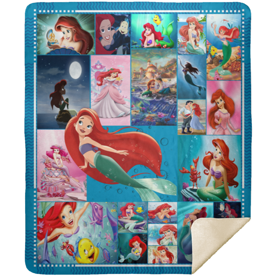 The Little Mermaid Blanket, The Little Mermaid Fleece, Sherpa Blanket MSHM Premium Sherpa Blanket 50x60