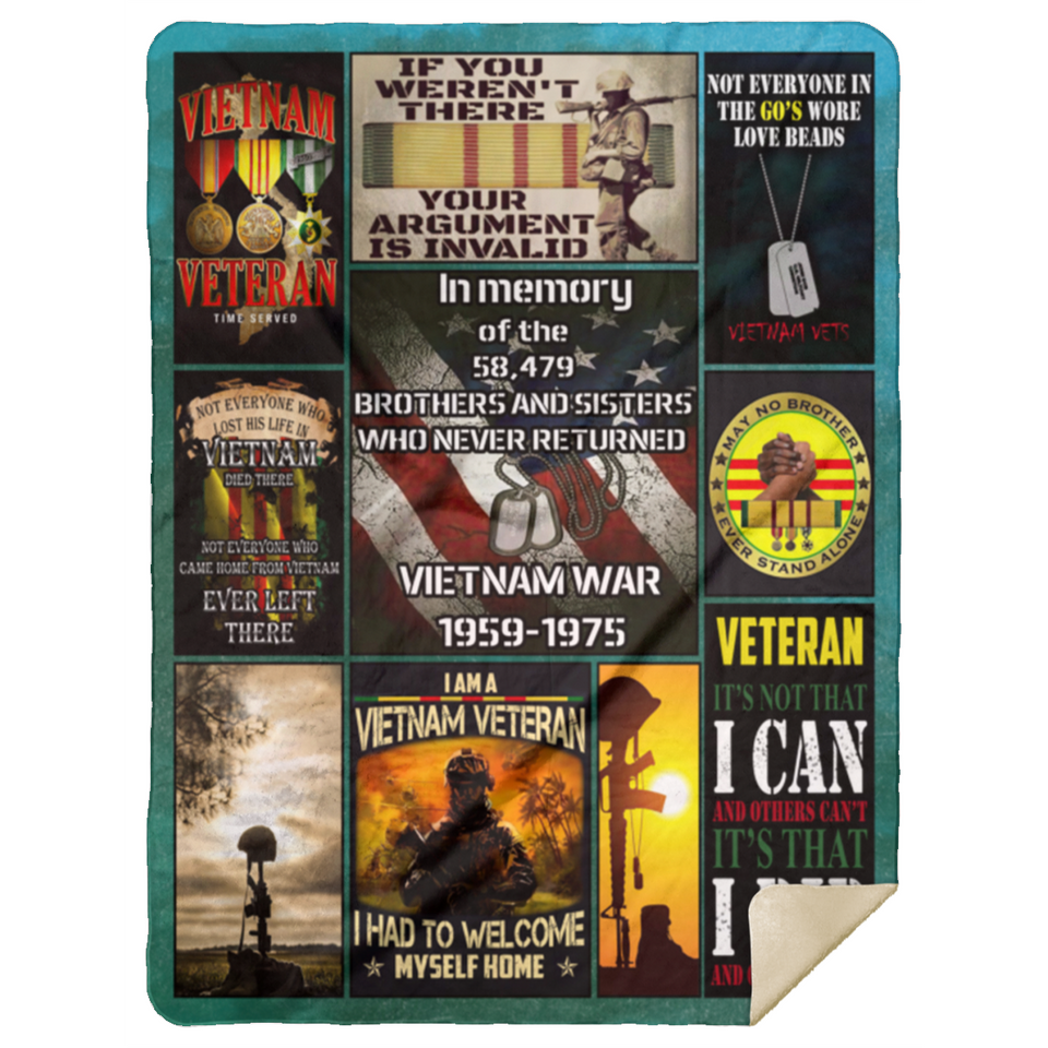 Vietnam Veteran Blanket, U.S. Army Veteran Soft and Warm Fleece, Sherpa Blanket - MSHL Premium Mink Sherpa Blanket 60x80