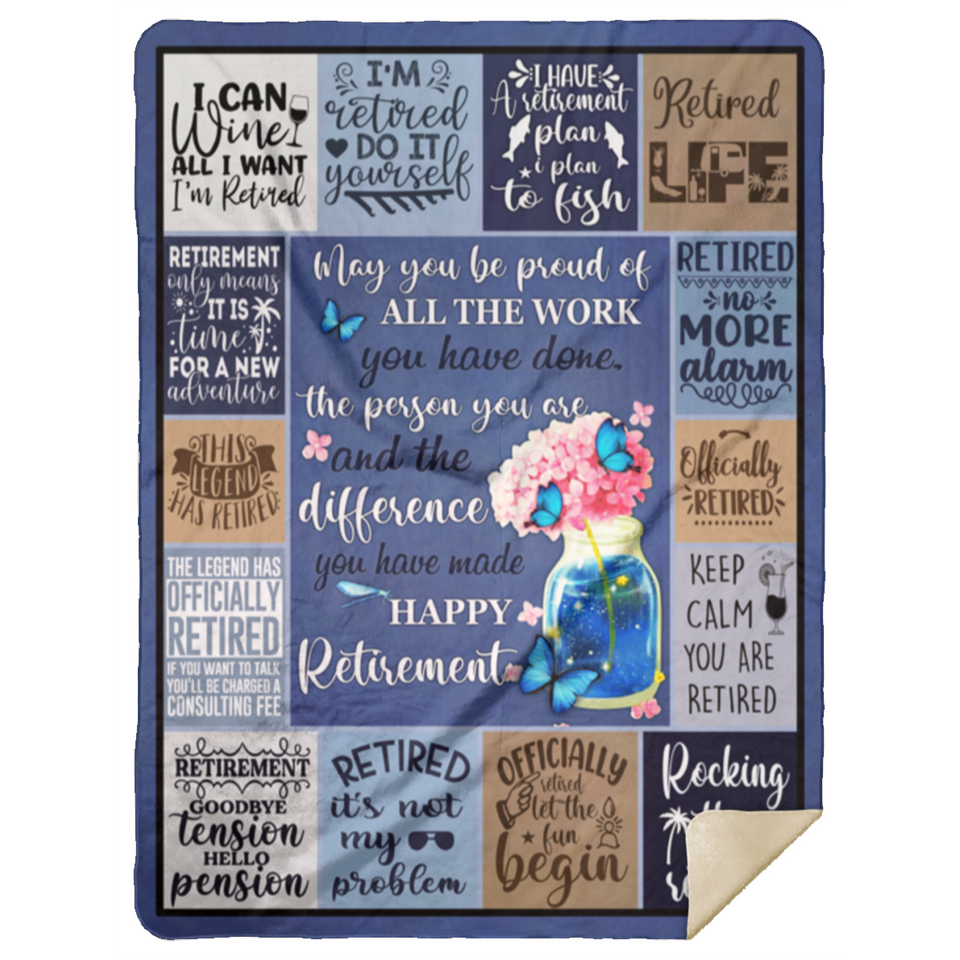 Funny Retirement Blanket, Best Retirement Gifts Ideas Fleece, Sherpa Blanket MSHL Premium Mink Sherpa Blanket 60x80