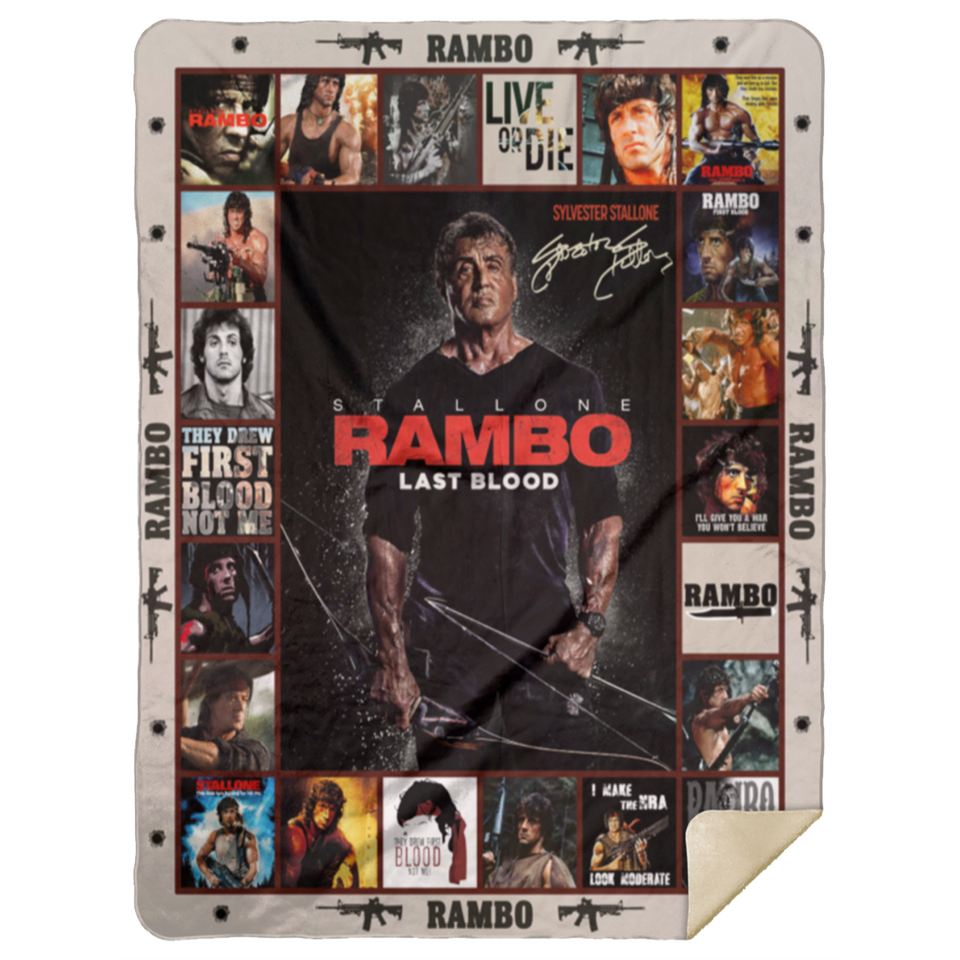 Rambo Blanket, Rambo Movies Fleece, Sherpa Blanket Soft and Cozy Luxury MSHL Premium Sherpa Blanket 60x80