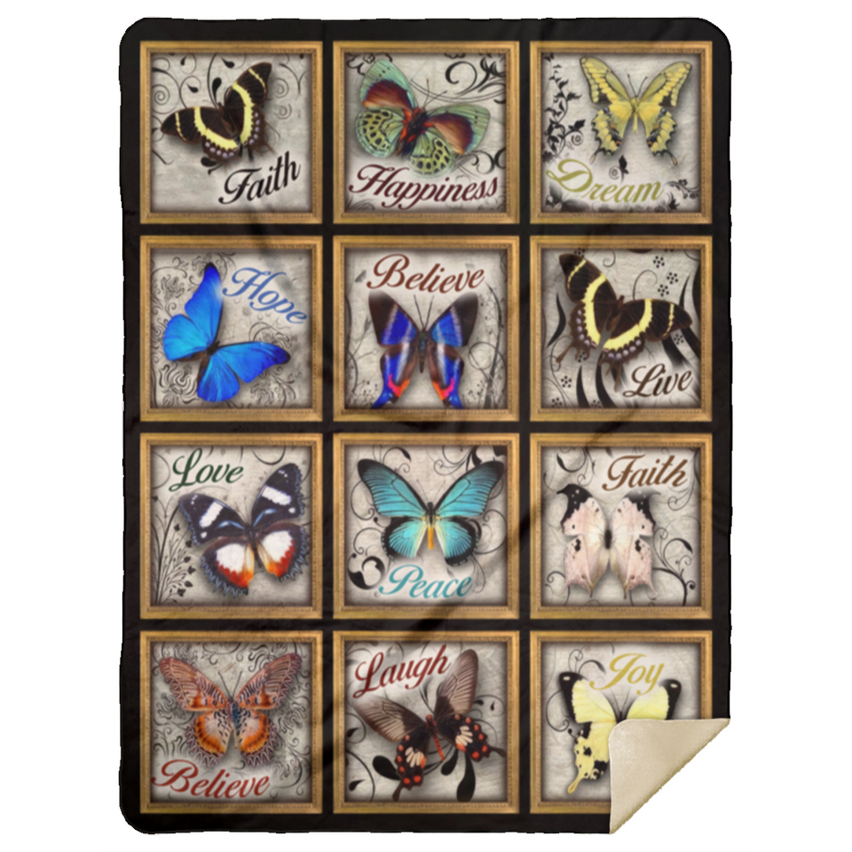 Butterfly Blanket, Faith, Hope & Love Fleece, Sherpa Blanket, Gift Ideas MSHL Premium Sherpa Blanket 60x80