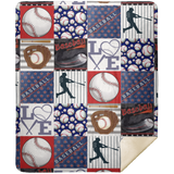 Baseball Blanket, Baseball Balls Theme Quilt, Fleece Sherpa, Gift for Lovers MSHM Premium Sherpa Blanket 50x60