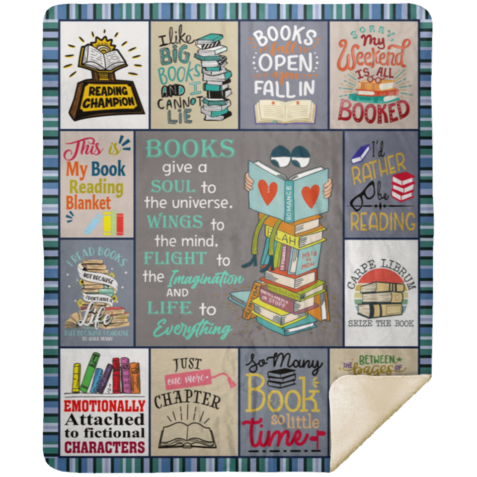 Book Lover Blanket, Gifts for Reading Lover Birthday Christmas Throw Blanket MSHM Premium Sherpa Blanket 50x60