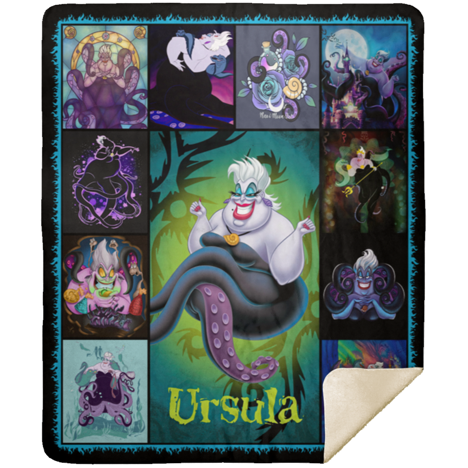 Ursula Blanket, The Little Mermaid Fleece, Sherpa Blanket sea witch MSHM Premium Sherpa Blanket 50x60