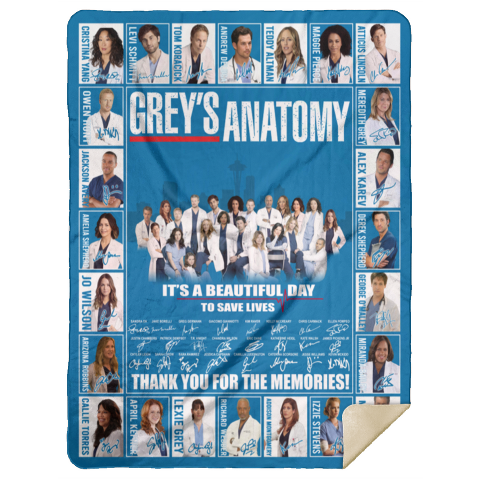 Grey's Anatomy Blanket, It’s A Beautiful Day To Save Lives Fleece, Sherpa Blanke MSHL Premium Sherpa Blanket 60x80