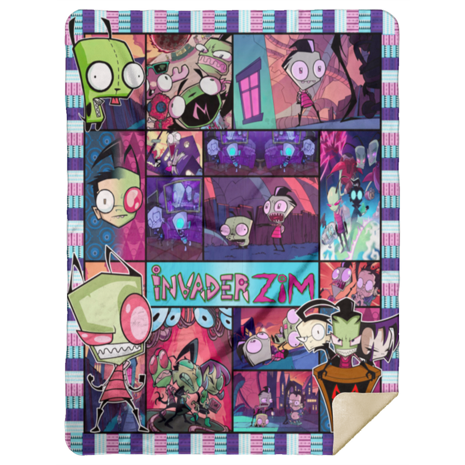 Invader Zim Blanket, Invader Zim Cartoon TV Series Fleece, Sherpa Blanket MSHL Premium Sherpa Blanket 60x80