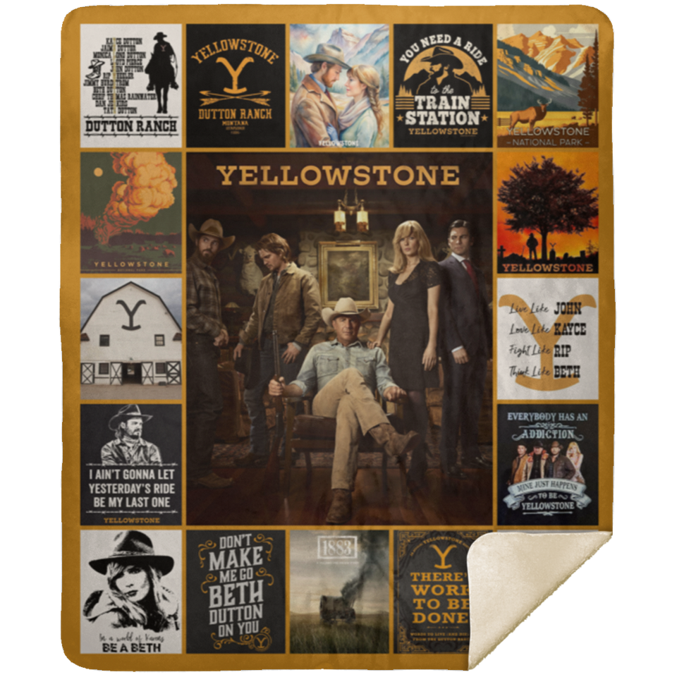 Yellowstone Dutton Ranch TV Series Blanket, Cowboys Fleece, Sherpa Blanket MSHM Premium Sherpa Blanket 50x60