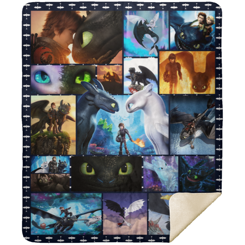 Toothless Dragon Blanket, How to Train Your Dragon Movies Fleece, Sherpa Blanket MSHM Premium Sherpa Blanket 50x60