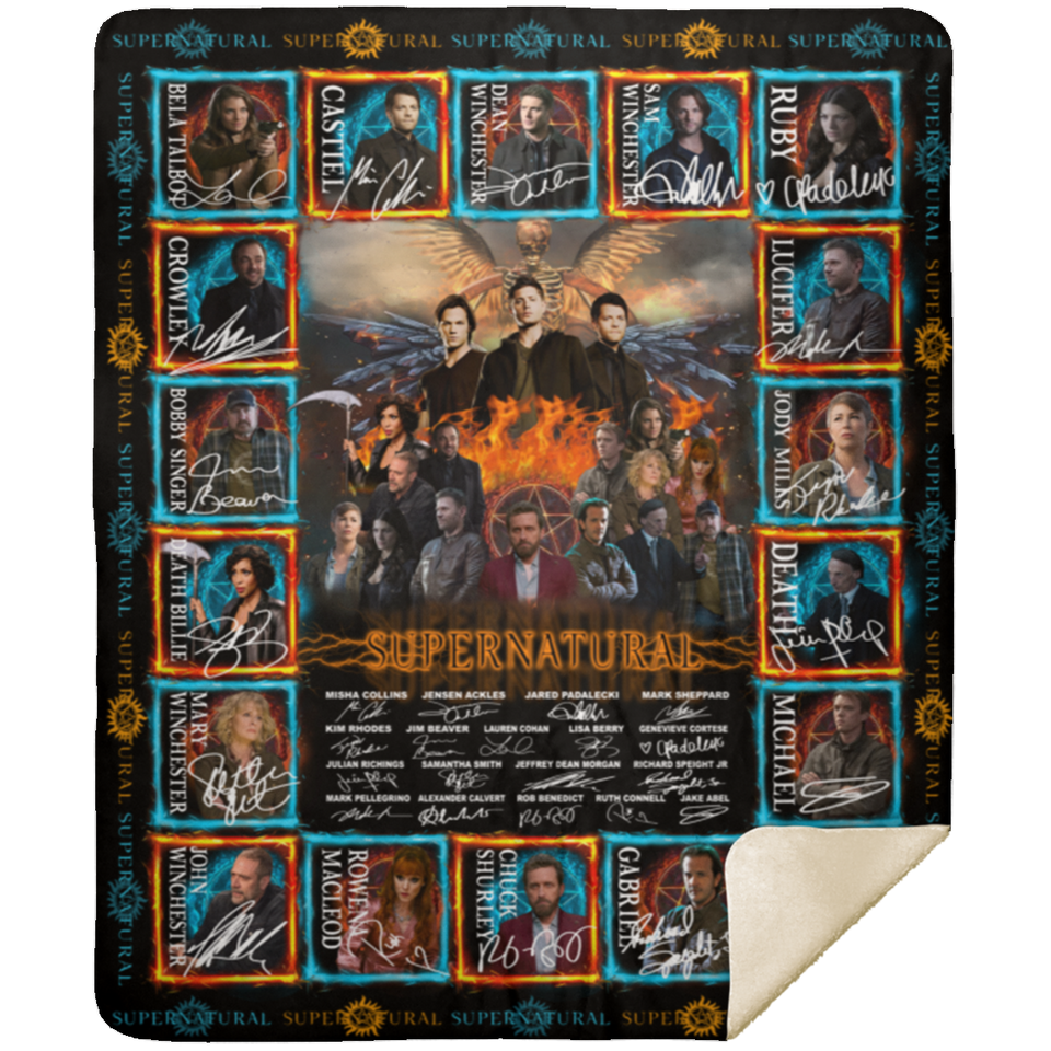 Supernatural Blankets, Demons Hunters Fleece Sherpa Blanket, Jared Padalecki MSHM Premium Sherpa Blanket 50x60
