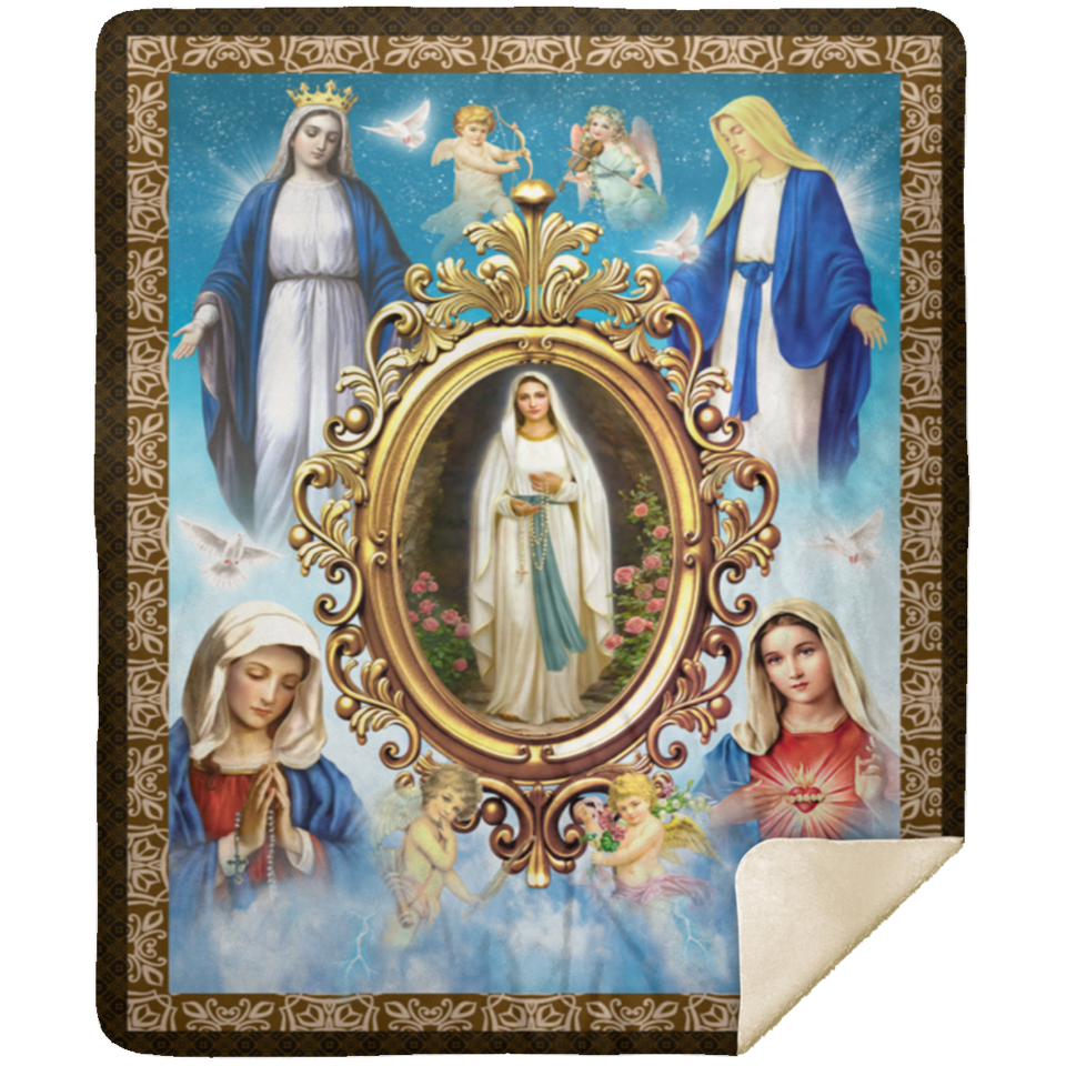 Mother Of Jesus Blanket, The Blessed Virgin Mary Fleece, Sherpa Blanket Gifts MSHM Premium Sherpa Blanket 50x60