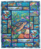Turtle Blanket, Sea turtle Fleece Blanket, Coral Sherpa Blanket VPM Cozy Plush Fleece Blanket - 50x60