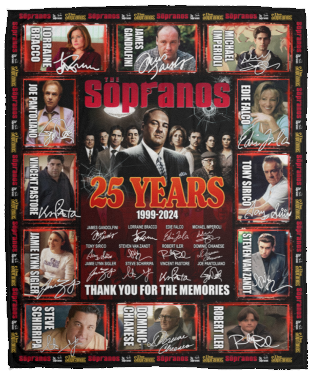 The Sopranos Blanket, The Sopranos 25 Years 1999 2024 Fleece, Sherpa Blanket VPM Cozy Plush Fleece Blanket - 50x60