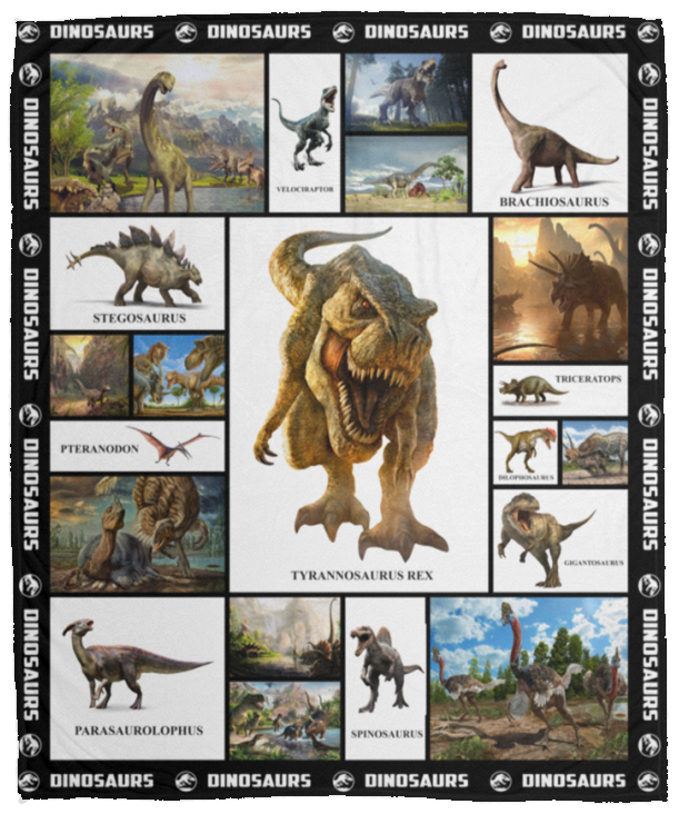 T-Rex Blanket, Dinosaurs Quilt, Beautiful Dinosaurs Like Fleece, Sherpa Blanket - VPM Cozy Plush Fleece Blanket - 50x60