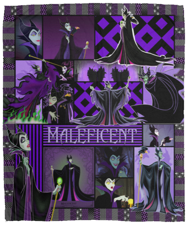 Maleficent Queen Blanket, Sleeping Beauty Fleece, Sherpa Villain Movie Witch VPM Cozy Plush Fleece Blanket - 50x60