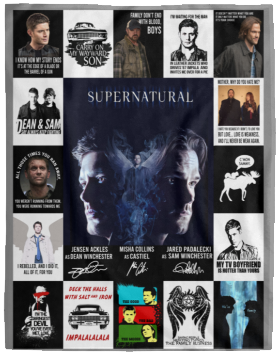 Supernatural Blanket, Supernatural Movies Quilt, Fleece Sherpa, Gifts for Lovers VPL Cozy Plush Fleece Blanket - 60x80