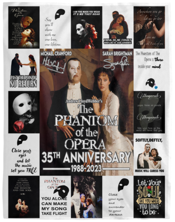 The Phantom Of The Opera Blanket, 35th Annisary Fleece, Sherpa Blanket - VPL Cozy Plush Fleece Blanket - 60x80