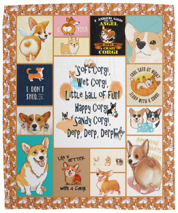 Corgi Blanket, Dog Lovers Fleece, Sherpa Blanket Gift Ideas - VPM Cozy Plush Fleece Blanket - 50x60