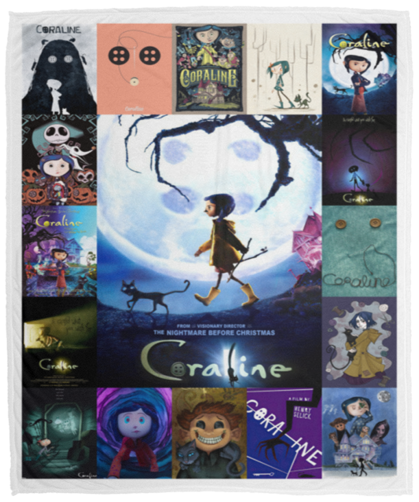Coraline Blanket, Coraline Cartoon Movies Fleece, Sherpa Blanket Gifts VPM Cozy Plush Fleece Blanket - 50x60