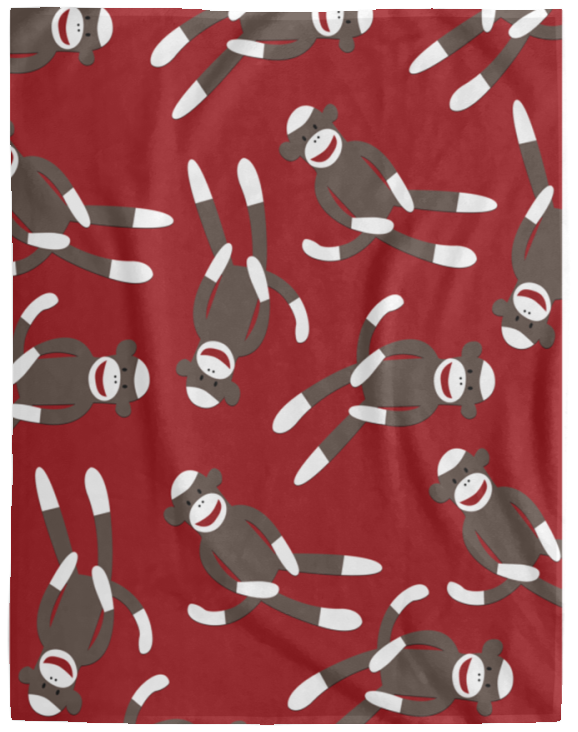 Red Sock Monkey Print Blanket, Red Sock Monkey Fleece, Sherpa Blanket VPL Cozy Plush Fleece Blanket - 60x80