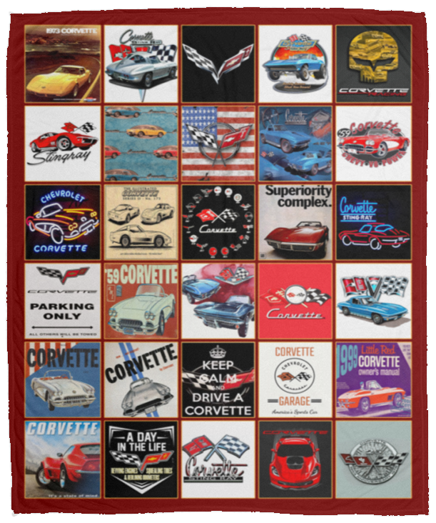 Corvette Blanket, Corvette Fleece, Sherpa Blanket Corvette Gift Ideas VPM Cozy Plush Fleece Blanket - 50x60