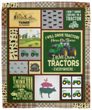 Green Tractor Blanket, Farmer in Training Fleece, Sherpa Blanket VPM Cozy Plush Fleece Blanket - 50x60