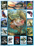 Bass Fish Blanket Fishing Throw Blanket, Fish Hunter Gifts for Boy Boyfriend Dad - VPS Cozy Plush Fleece Blanket - 30x40