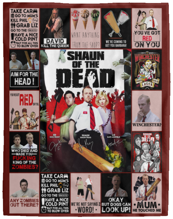 Shaun of the Dead Blanket, Funny Halloween Movie Fleece, Sherpa Blanket - VPL Cozy Plush Fleece Blanket - 60x80