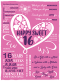 16th Birthday Blankets, Happy Sweet 16 Quilt, Fleece Sherpa, Birthday Gifts VPS Cozy Plush Fleece Blanket - 30x40