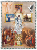 Jesus Blankets, Jesus The Truth The Way The Life in Heart Quilt, Fleece Sherpa VPS Cozy Plush Fleece Blanket - 30x40