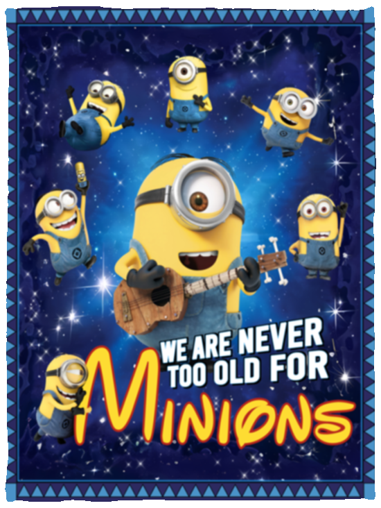 Minions Blanket, We Are Never Too Old For Minions Despicable Me Fleece, Sherpa VPS Cozy Plush Fleece Blanket - 30x40