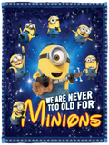 Minions Blanket, We Are Never Too Old For Minions Despicable Me Fleece, Sherpa VPS Cozy Plush Fleece Blanket - 30x40