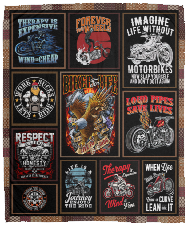 Motorcycle Blanket, Cool Motorcycle Gifts for Men Fleece, Sherpa Blanket VPM Cozy Plush Fleece Blanket - 50x60