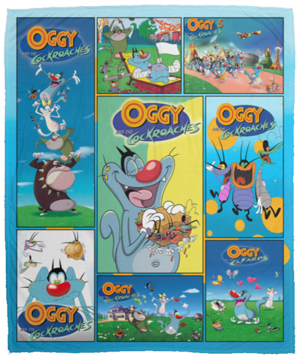 Oggy And The Cockroaches Blankets, Cartoon Movie Fleece, Sherpa VPM Cozy Plush Fleece Blanket - 50x60