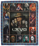 Horror Squad Blankets, Serial Killers Halloween Movies Quilt, Fleece Sherpa VPM Cozy Plush Fleece Blanket - 50x60