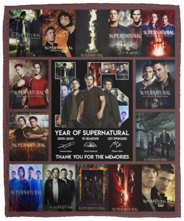 Supernatural 15 Years Blanket, Thank you for memories Fleece, Sherpa Blanket VPM Cozy Plush Fleece Blanket - 50x60