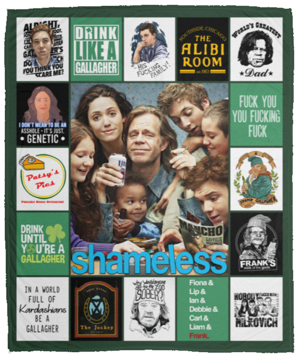 Shameless Blankets, Drink Like A Gallagher Quilt, Fleece Sherpa, William H Macy VPM Cozy Plush Fleece Blanket - 50x60
