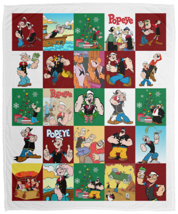 Popeye Blanket, Popeye the Sailor Fleece, Sherpa Blanket, Popeye Cartoon VPM Cozy Plush Fleece Blanket - 50x60