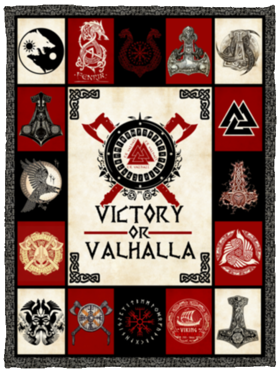 Viking Blanket, Victory Or Valhalla Fleece, Sherpa Blanket Gift Ideas VPS Cozy Plush Fleece Blanket - 30x40