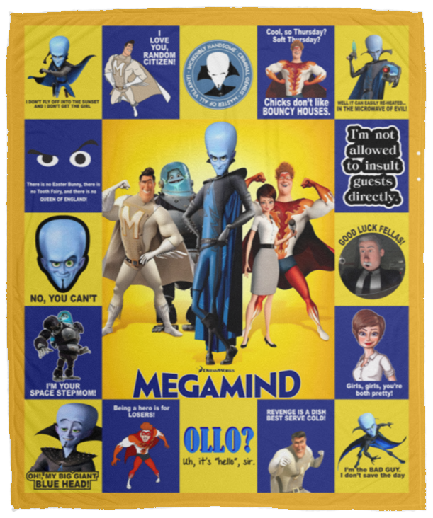 Megamind Blanket, Megamind 3D Movie Quilt, Funny Cartoon Quilt Blanket VPM Cozy Plush Fleece Blanket - 50x60