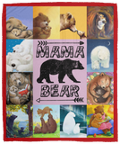 Mama Bear Blanket, Cute Cartoon Bear Theme Quilt, Fleece Sherpa, Bear Gifts - VPM Cozy Plush Fleece Blanket - 50x60