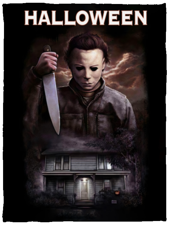 Michael Myers Blankets, Creepy Character Quilt, Fleece Sherpa, Halloween Movies - VPS Cozy Plush Fleece Blanket - 30x40