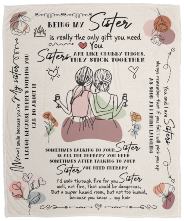 Funny Sister Blanket with Loving Messages, Gifts for Sister for Birthday Mothers Day Christmas, Best Sister Ever Lightweight Fleece Blanket 50x60 inches, Sister Gift, Blanket for Sister - VPM Cozy Plush Fleece Blanket - 50x60