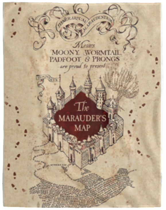 Harry Potter Blanket, The Marauders Map Fleece, Sherpa Blanket For Fan - VPL Cozy Plush Fleece Blanket - 60x80