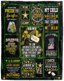 Proud Army Mom Blanket, Soldiers US Army Fleece, Sherpa Blanket Gift Idea - VPL Cozy Plush Fleece Blanket - 60x80