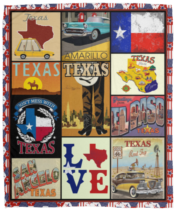 Texas Blanket, State Texas Fleece, Sherpa Blanket Soft and Warm VPM Cozy Plush Fleece Blanket - 50x60