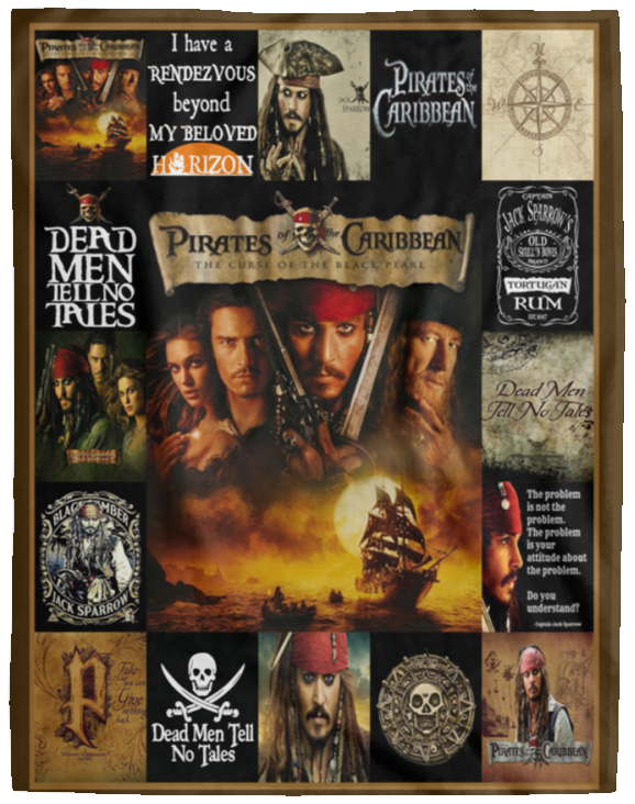 Pirates of the Caribbean Blankets, Jack Sparrow Fleece Sherpa, Johnny Depp Gifts - VPL Cozy Plush Fleece Blanket - 60x80