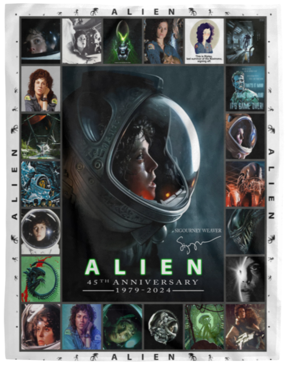 Alien Blanket, Alien Movies Fleece, Sherpa Blanket 45th anniversary Ellen Ripley ( TK lai) VPL Cozy Plush Fleece Blanket - 60x80