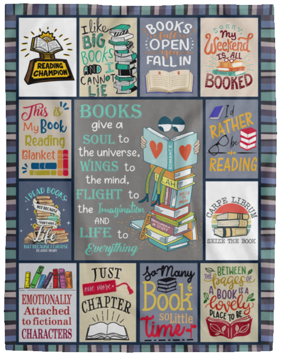 Book Blankets, Carpe Librum Quilt, Fleece Sherpa, Book Lovers, Bookworm Gifts VPL Cozy Plush Fleece Blanket - 60x80