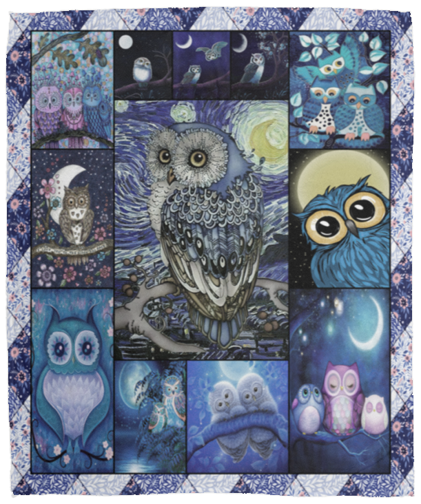 Owl Blanket, Gifts for Owl Lovers Fleece, Sherpa Blanket VPM Cozy Plush Fleece Blanket - 50x60